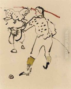 Au Cirque le Clown by Henri De Toulouse-Lautrec