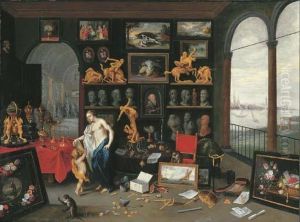An Allegory Of Sight: A Collector's Cabinet, A View Of Antwerpbeyond