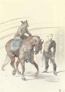 Au Cirque Travail de l'ours sur le panneau by Henri De Toulouse-Lautrec