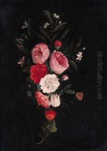 A Swag Of Roses, Carnations And Other Flowers - A Fragment by Jan van Kessel