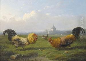 Der Hahnenkampf by Cornelis van Leemputten