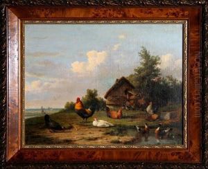 Barnyard Scene by Cornelis van Leemputten