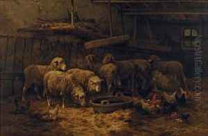 Moutons Dans La Bergerie by Cornelis van Leemputten