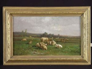 "lagernde Schafe Auf Weiter Wiese by Cornelis van Leemputten