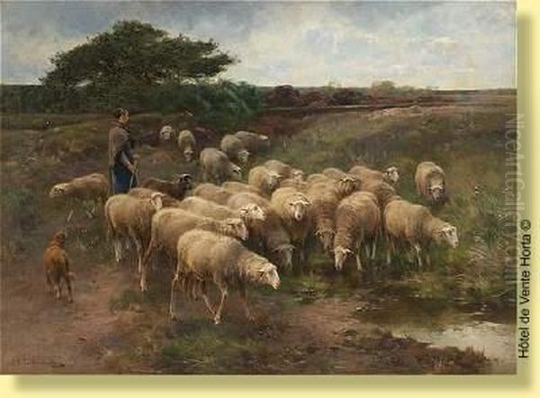 Bergere Et Son Troupeau De Moutons - view 1