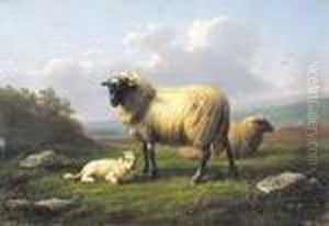 Landschap Met Schapen by Cornelis van Leemputten