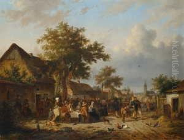 Dorfliches Strassenfest.
Signiert Unten Links: C. Van Leemputten. Ol Auf Leinwand (doubliert). H
63; B 83 Cm. - view 1