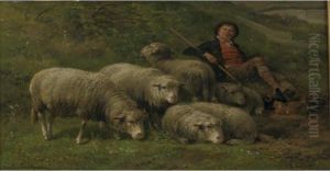 Shepherd And His Flock by Cornelis van Leemputten