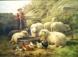Belgian, 1841-1902, In Collaboration With Jan David Col (belgian,1822-1900)
Shepherd With Sheep by Cornelis van Leemputten