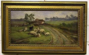 Kudde Schapen Aan Een Landweg.