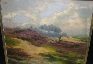 Herder En Schapen In Een Landschap.