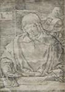 St. John Writing The Revelations, From A Series Of The Four Evangelists by Lucas Van Leyden