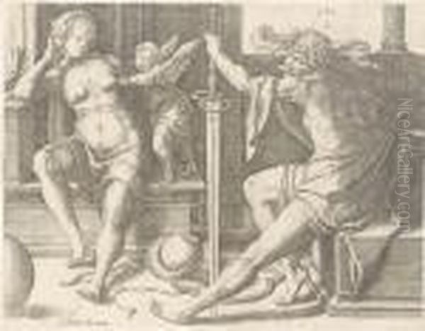Mars, Venus And Cupid by Lucas Van Leyden