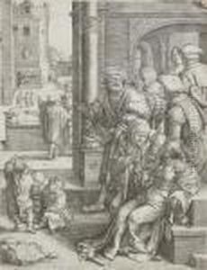 The Poet Virgil Suspended In A Basket by Lucas Van Leyden