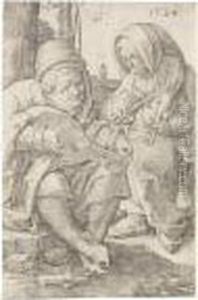 Musizierendes Paar by Lucas Van Leyden
