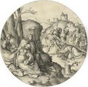 Christ Carrying The Cross, From: The Circular Passion (holl.64) by Lucas Van Leyden