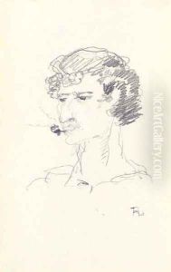 Tete d'homme a la pipe 2 by Henri De Toulouse-Lautrec
