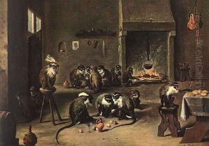 Apes in the Kitchen by David The Younger Teniers