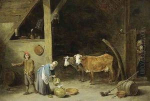A Barn Interior 1650s by David The Younger Teniers