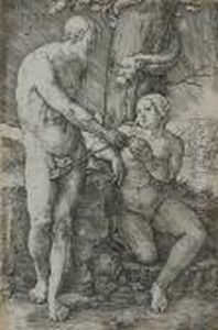 The Fall Of Man (bartsch 9) by Lucas Van Leyden