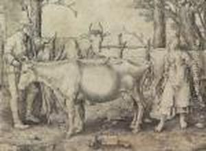 Die Milchmagd. by Lucas Van Leyden
