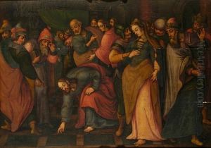 Christ And The Woman Taken In Adultery by Lucas Van Leyden