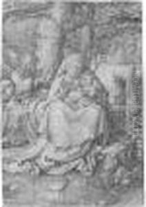 The Virgin And Child With Two Angels (the New Holl.84) by Lucas Van Leyden
