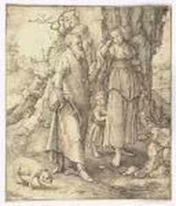 Abraham Dismissing Hagar<</b> by Lucas Van Leyden