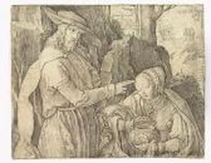 Christ Appearing To St. Mary Magdalen As A Gardener<</b> by Lucas Van Leyden