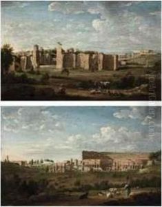 The Baths Of Caracalla, With The Lateran Beyond, Rome by Hendrik Frans van Lint (Studio Lo)
