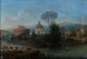 Vue De Rome Avec Le Chateau Saint Ange Et La Basilique Saint Pierre