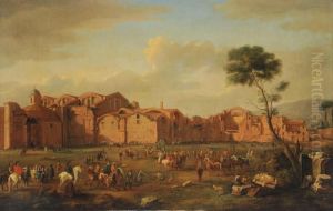Veduta Delle Terme Di Diocleziano Con Fiera Di Cavalli