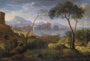 Paesaggio Costiero Con Pastore E Animali