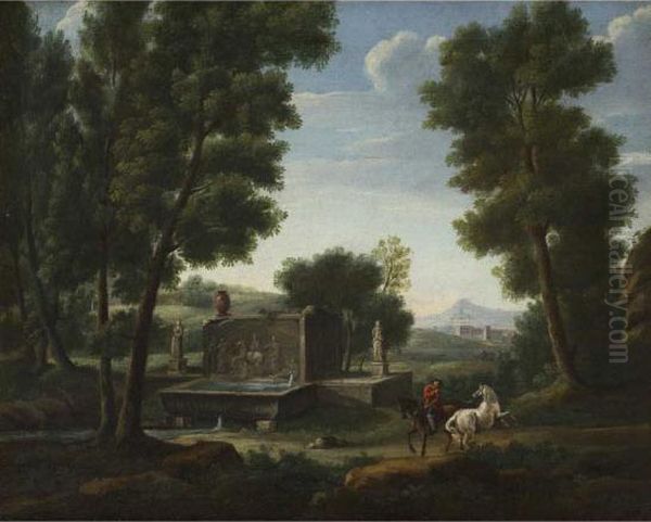 Paesaggio Campestre Con Cavaliere E Fontanile - view 1