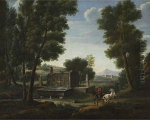 Paesaggio Campestre Con Cavaliere E Fontanile by Hendrik Frans van Lint (Studio Lo)