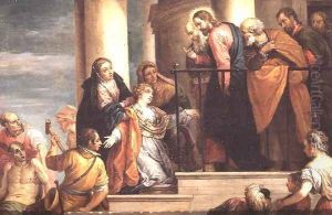 Raising of the widows son of Nain, 1651-56, copy of painting by Veronese by David The Younger Teniers