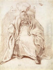 Homme Barbu En Costume Turc Assis by Carle van Loo