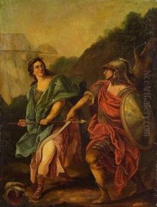 Le Combat De Mars Et Minerve by Carle van Loo