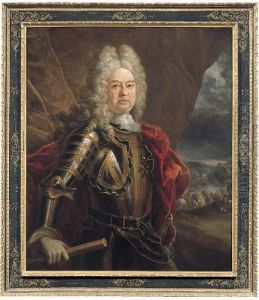 Ritratto Di Condottiero Con Battaglia Sullo Sfondo