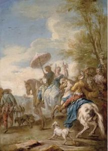 An Elegant Hawking Party by Carle van Loo