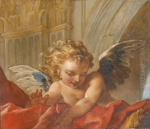 A Putto Holding A Red Cloth