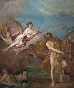 Aeolus Unleashing The Winds Overlooked By Juno by Carle van Loo