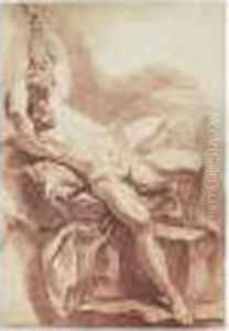 Academie D'homme, Couche Sur Le Dos, Tirant Sur Une Corde by Carle van Loo