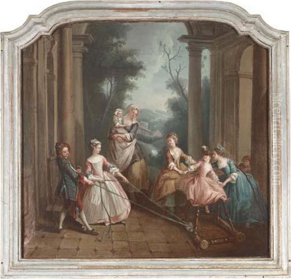 Children Playing Under A Portico - view 1