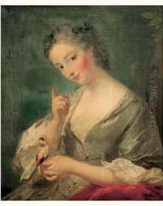 Jeune Femme A L'oiseau by Carle van Loo
