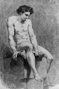 A Nude Youth Seated On A Plinth