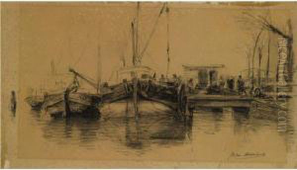 Flatboats In A Harbour - view 1
