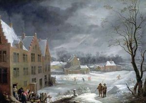 Winter Scene with a Man Killing a Pig