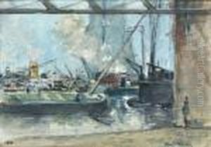Rotterdamse Haven Met Graanelevator by Johann Hendrik Van Mastenbroek