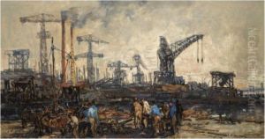 Electrical Cranes In Schiedam by Johann Hendrik Van Mastenbroek
